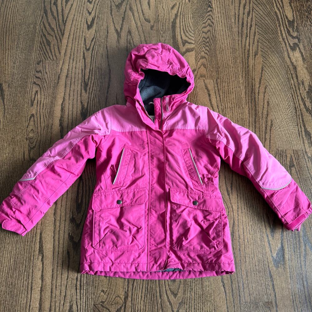 Lands End Girls Squall Puffer Ski Jacket Winter Snow Size 6X-7 Pink Waterproof